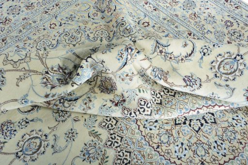 Close-up detail of New Nain rug from Iran / Persia showing Wool weave