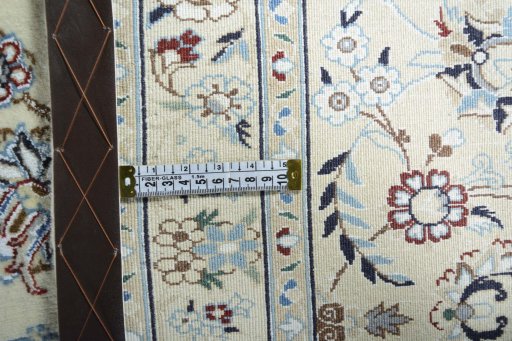 Full view of New Nain rug from Iran / Persia, 400 × 296 cm in Beige tones