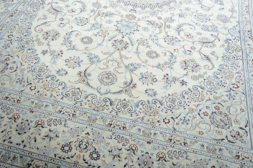 Close-up detail of New Nain rug from Iran / Persia showing Wool weave