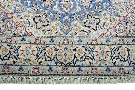 Full view of 2000s Nain rug from Iran / Persia, 256 × 161 cm in Blue tones