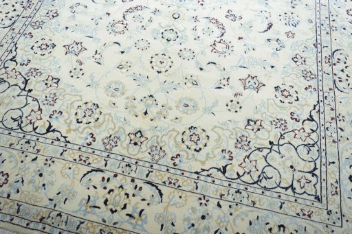 Close-up detail of New Nain rug from Iran / Persia showing Wool weave