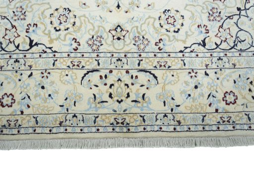 Full view of New Nain rug from Iran / Persia, 295 × 200 cm in Beige tones