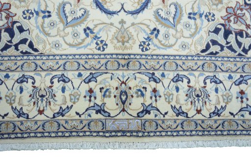 Full view of 2000s Nain rug from Iran / Persia, 313 × 200 cm in Beige tones
