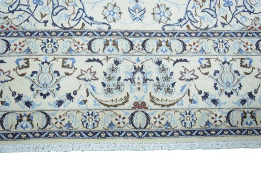 Full view of 2000s Nain rug from Iran / Persia, 355 × 255 cm in Beige tones
