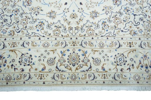 Full view of 2000s Nain rug from Iran / Persia, 348 × 244 cm in Beige tones
