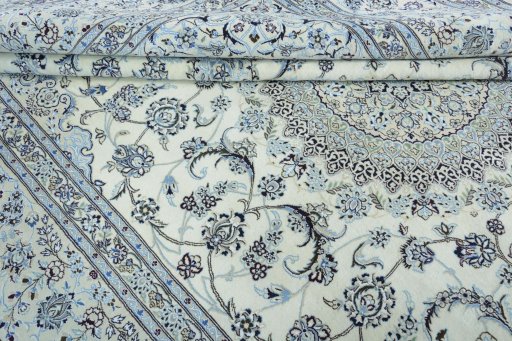 Close-up detail of New Nain rug from Iran / Persia showing Wool weave