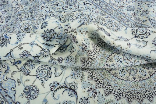 Surface texture of New Nain rug with natural Wool and intricate pattern