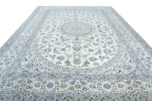 Surface texture of New Nain rug with natural Wool and intricate pattern