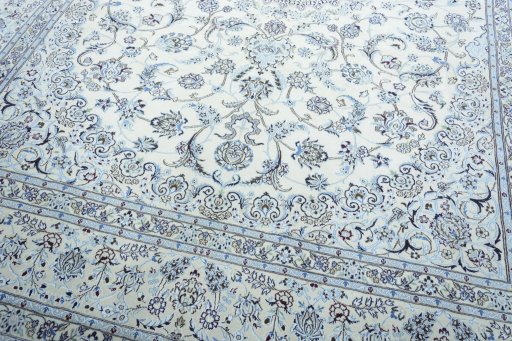 Close-up detail of New Nain rug from Iran / Persia showing Wool weave