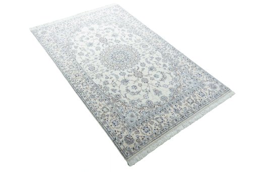 Close-up detail of New Nain rug from Iran / Persia showing Cork weave