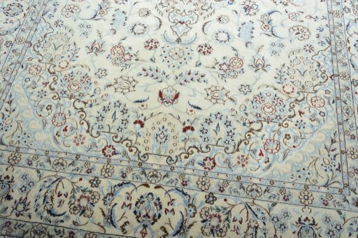 Close-up detail of New Nain rug from Iran / Persia showing Cork weave