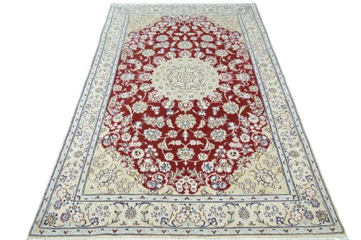 Surface texture of New Nain rug with natural Wool and intricate pattern