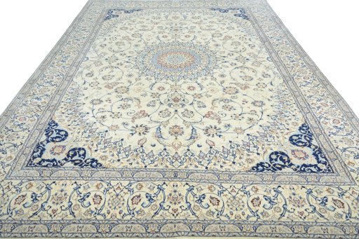 Surface texture of 2000s Nain rug with natural Cork and intricate pattern