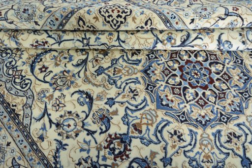 Close-up detail of New Nain rug from Iran / Persia showing Wool weave