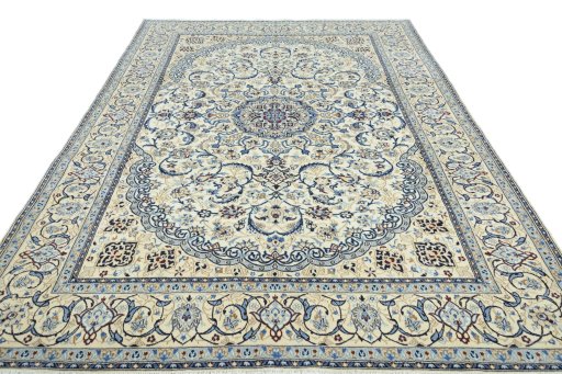 Surface texture of New Nain rug with natural Wool and intricate pattern