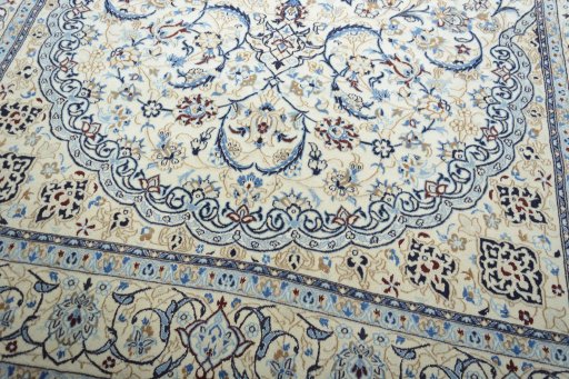 Close-up detail of New Nain rug from Iran / Persia showing Wool weave