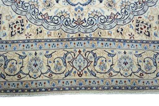 Full view of New Nain rug from Iran / Persia, 300 × 204 cm in Beige tones