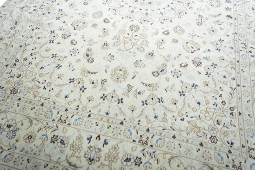 Close-up detail of New Nain rug from Iran / Persia showing Wool weave