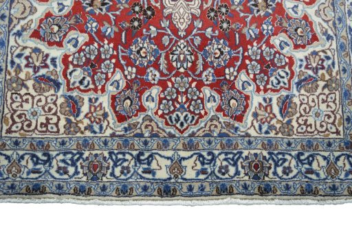 Close-up detail of 2000s Nain rug from Iran / Persia showing Wool weave