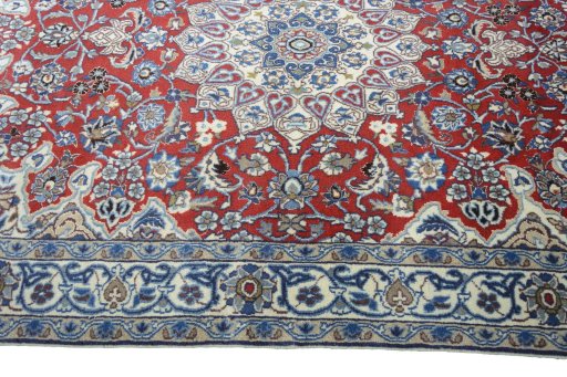 Full view of 2000s Nain rug from Iran / Persia, 185 × 118 cm in Red tones