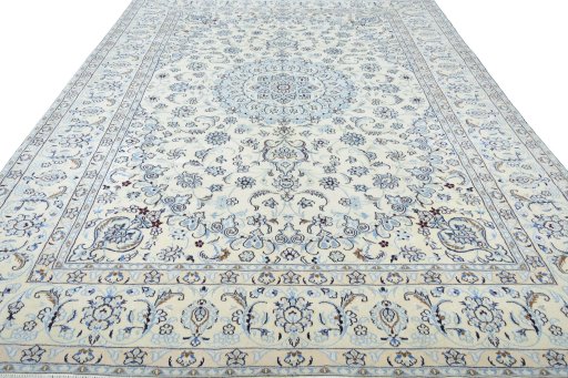 Surface texture of New Nain rug with natural Wool and intricate pattern