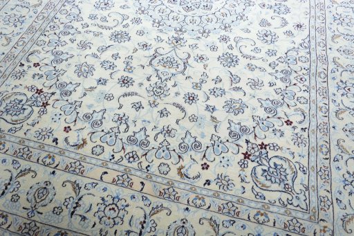 Close-up detail of New Nain rug from Iran / Persia showing Wool weave