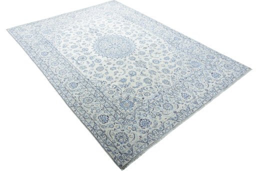 Close-up detail of New Nain rug from Iran / Persia showing Wool weave