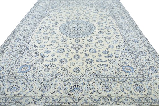 Surface texture of New Nain rug with natural Wool and intricate pattern
