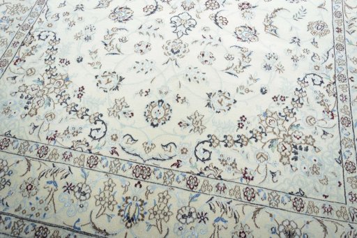 Close-up detail of 2000s Nain rug from Iran / Persia showing Wool weave
