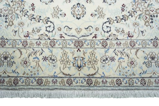 Full view of 2000s Nain rug from Iran / Persia, 302 × 191 cm in Beige tones