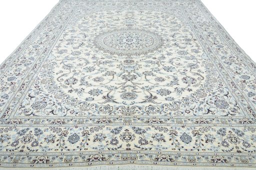 Surface texture of New Nain rug with natural Wool and intricate pattern