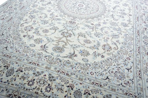 Close-up detail of New Nain rug from Iran / Persia showing Wool weave
