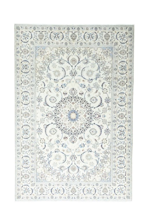 Full view of 2000s Nain rug from Iran / Persia, 311 × 208 cm in Beige tones