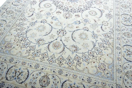 Close-up detail of 2000s Nain rug from Iran / Persia showing Wool weave