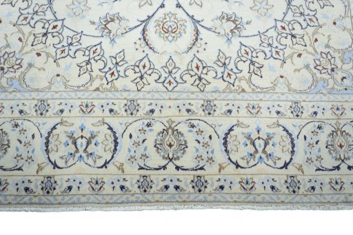 Full view of 2000s Nain rug from Iran / Persia, 311 × 208 cm in Beige tones