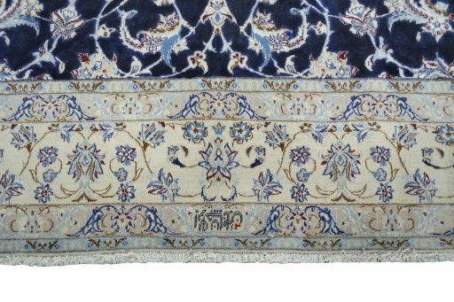 Full view of 2000s Nain rug from Iran / Persia, 321 × 197 cm in Blue tones