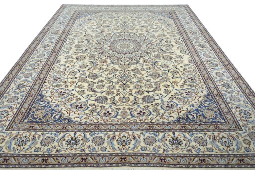 Surface texture of 2000s Nain rug with natural Wool and intricate pattern