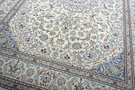 Close-up detail of 2000s Nain rug from Iran / Persia showing Wool weave