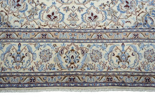 Full view of 2000s Nain rug from Iran / Persia, 351 × 247 cm in Beige tones