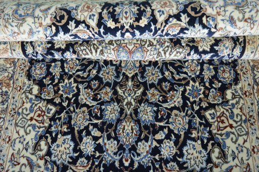 Close-up detail of 1970s Nain rug from Iran / Persia showing Cork weave