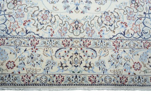 Full view of 2000s Nain rug from Iran / Persia, 300 × 198 cm in Beige tones