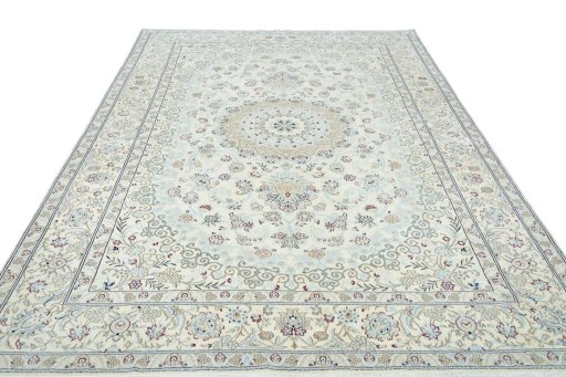 Surface texture of New Nain rug with natural Wool and intricate pattern
