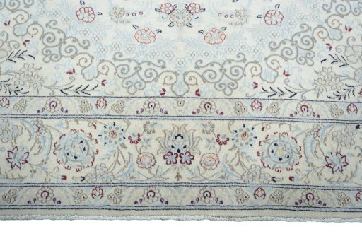 Full view of New Nain rug from Iran / Persia, 291 × 206 cm in Beige tones