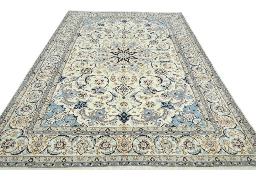 Surface texture of New Nain rug with natural Wool and intricate pattern