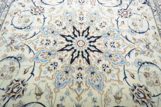 Central medallion detail of New Nain rug from Iran / Persia