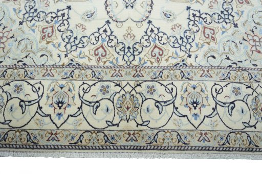 Full view of 2000s Nain rug from Iran / Persia, 309 × 205 cm in Beige tones