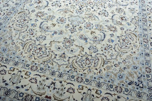 Close-up detail of 2000s Nain rug from Iran / Persia showing Wool weave