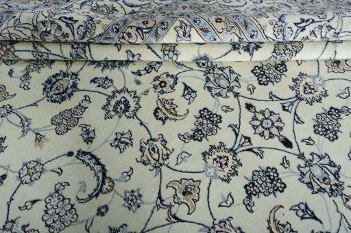 Close-up detail of New Nain rug from Iran / Persia showing Wool weave