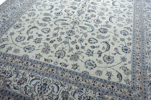 Close-up detail of New Nain rug from Iran / Persia showing Wool weave