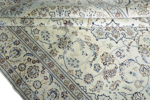 Close-up detail of New Nain rug from Iran / Persia showing Cork weave